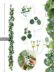 Lush 170cm Artificial Eucalyptus and Baby's Breath Hanging Vine for Elegant Home and Event Decor (170cm 1pc)