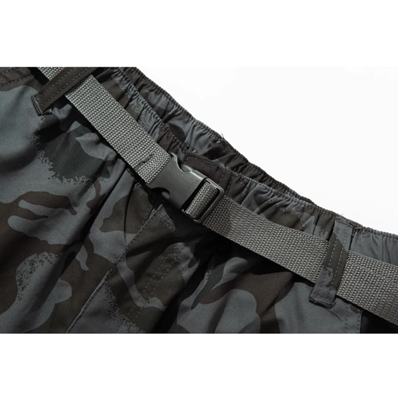 Multi Pocket Casual Shorts Men's Summer Beach Shorts Solid Color Work Cargo Pants Men's Casual Multi-Pocket 7/10 Pants