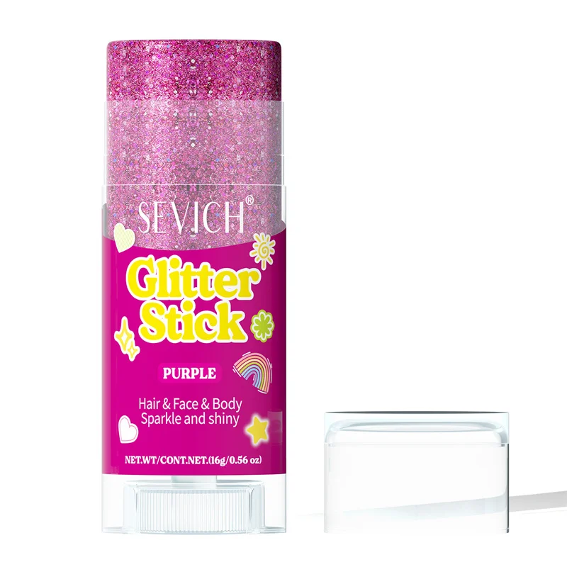 Pink Sparkling Glitter Gel Stick for Face and Body - High-Gloss Shine and Bright Makeup