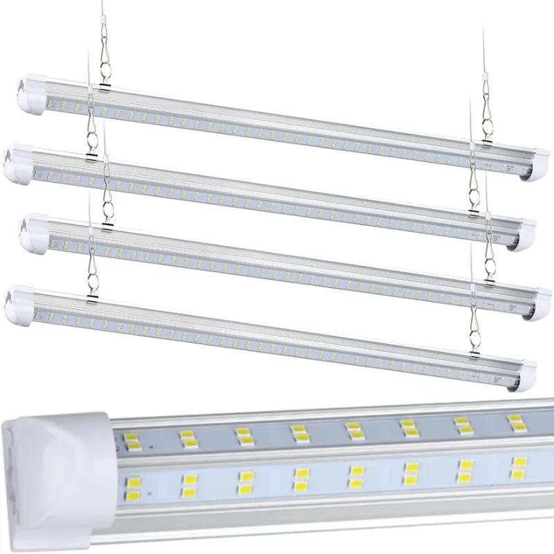

10-Pack,8FT LED Shop Light,110W 5000K Daylight 15500LM Super Bright T8 Integrated Fixture V-Shape 4 Rows Linkable Tube Lights