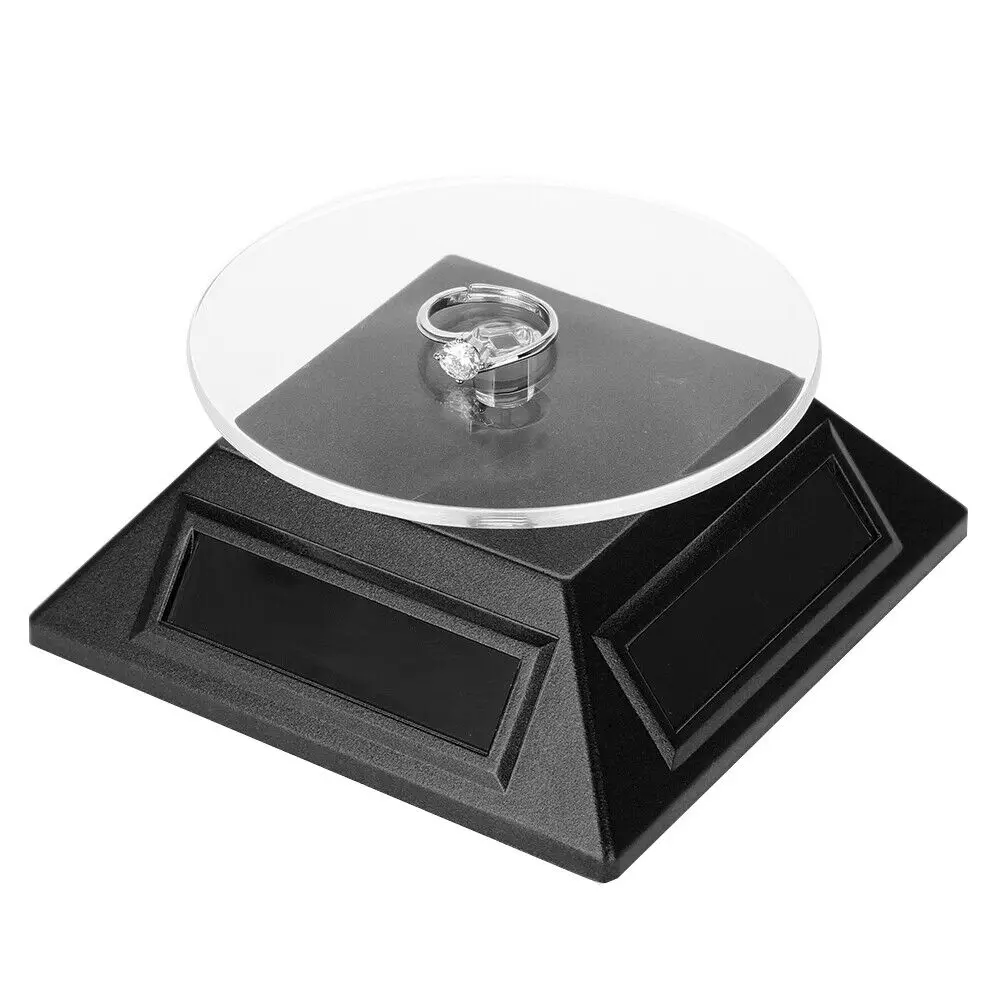 Solar-Powered Rotating Jewelry Display Stand - 360° Turntable with 10cm Platform