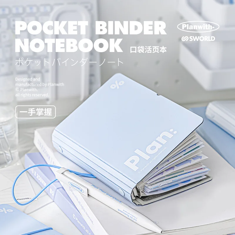 

ins Portable A6 Pocket Binder with Tie Bandage Notebook Multifunctional Loose-Leaf Binder