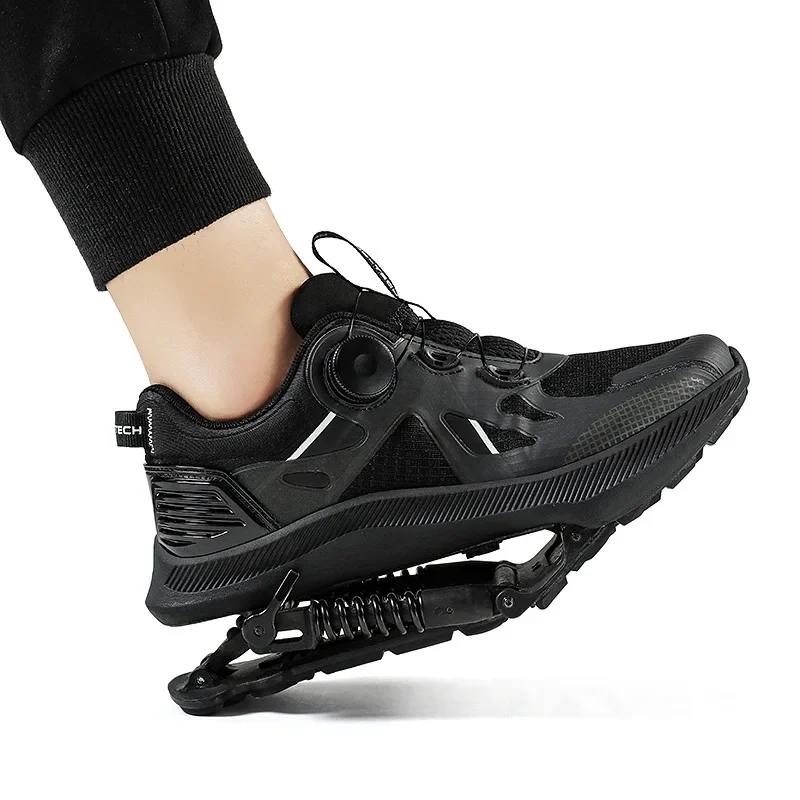 Mechanical Assisted Running Shoes Shock Absorbing Knee Pad Spring Suspension Sports Sneaker Bouncing Profession Ventilate Shoes
