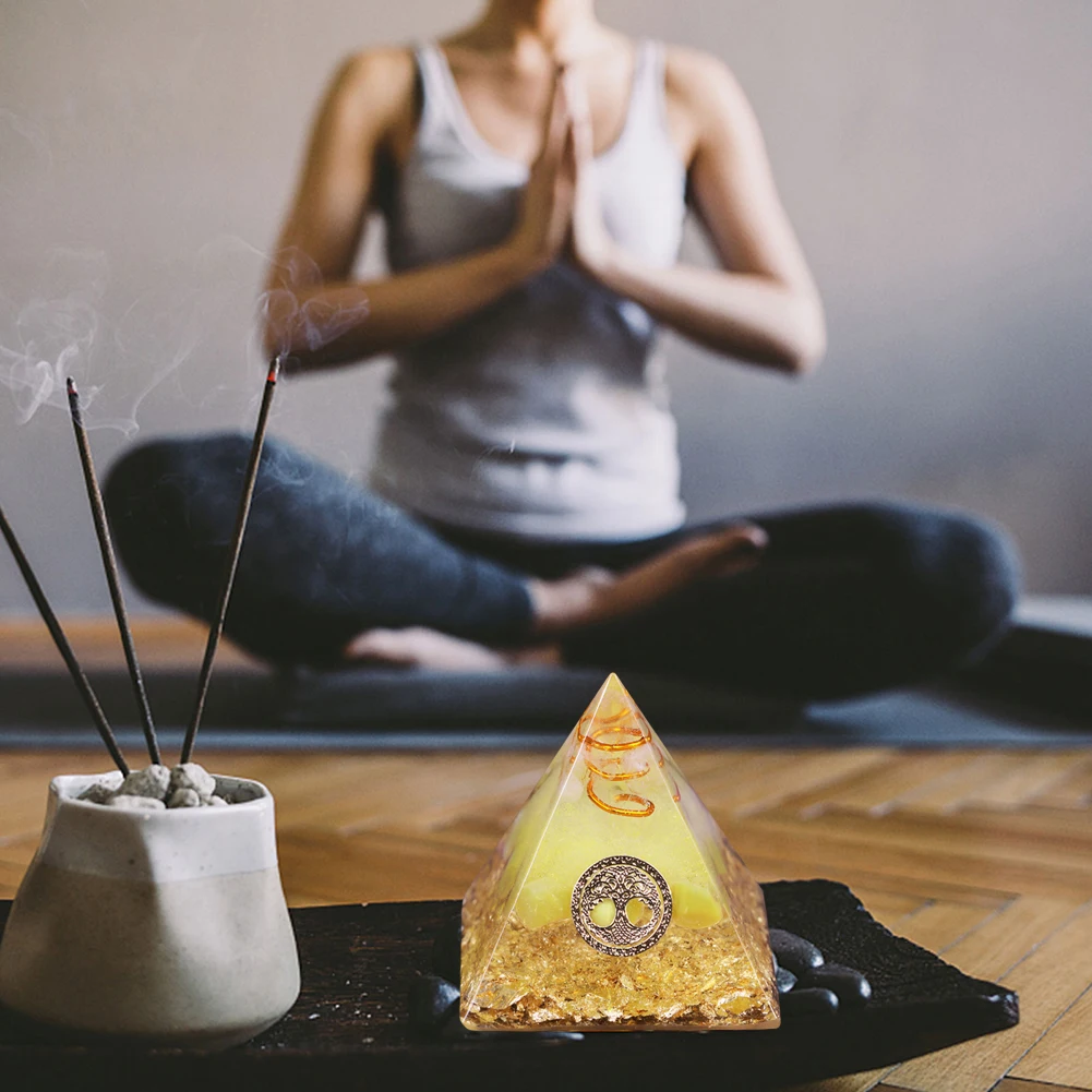 Orgonite Pyramid Resin Healing Crystals Decorative Reiki Chakra Meditation Tool Multi-purpose for Room Decorations
