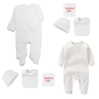 4 Pcs Cotton Newborn Baby Clothing Set Romper Bonnet Bibs Hospital Kit Sleepsuit Jumpsuit Growing One-Pieces Grows Nursery Roupa