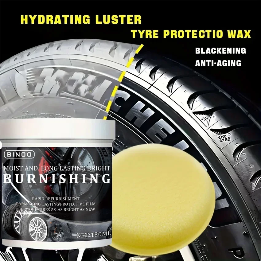 Tire Blackening Coating Wax-Hydrating Luster and Protection, Anti-Aging Tire Care Coating with Sponge Applicator