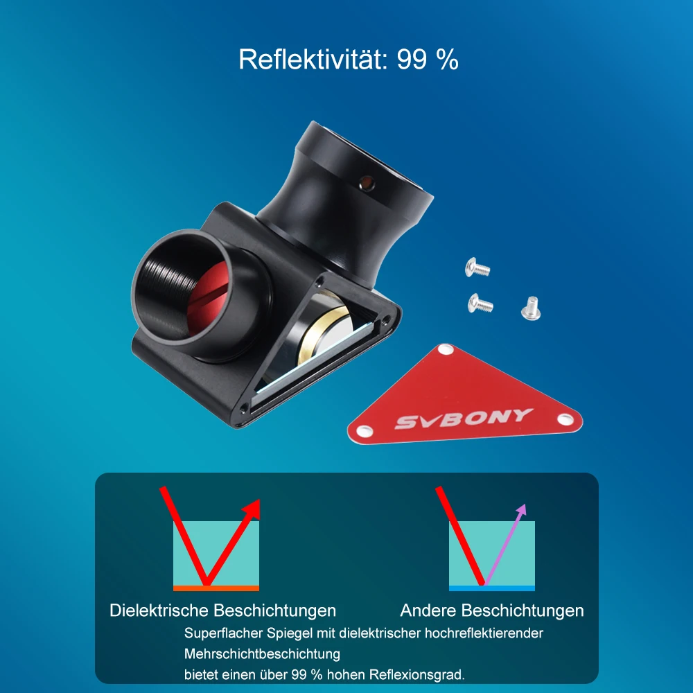SVBONY SV188P 1,25" Zenith-Spiegel für astronomisches Teleskop, 99 % Reflexionsvermögen, Vollmetall – Detail 13