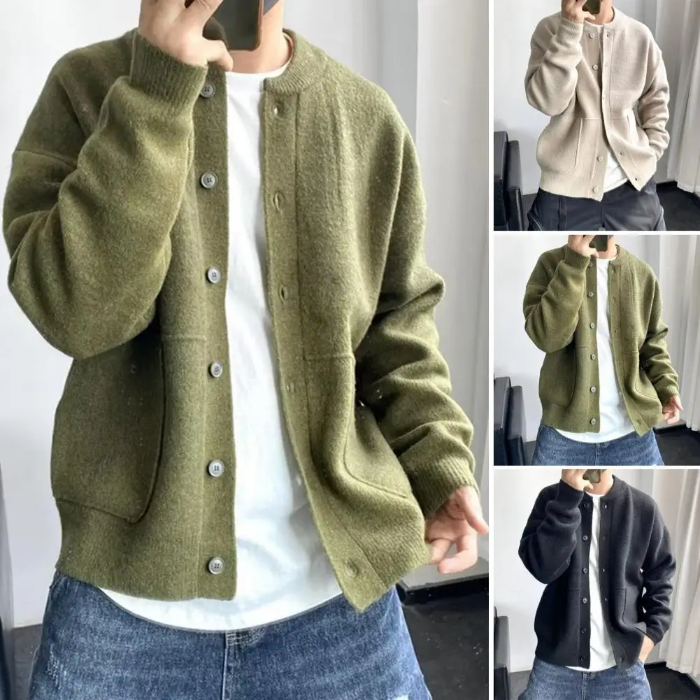 

2023 Spring New Light Luxury Fashion Cardigan Men Knitted Sweater Round Neck Jacket Loose Sweater Coat Boutique DressSimpleStyle