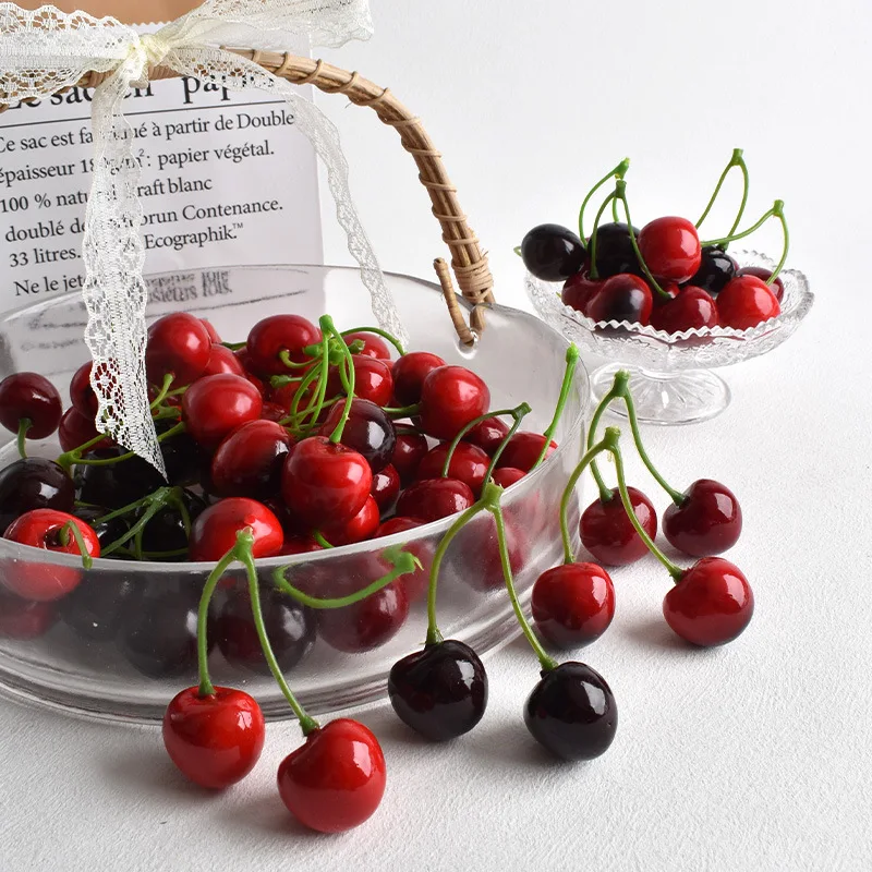 Red Cherry Foam Decoration Home Party Christmas Decor Kitchen Window Displays Fake Fruits Model Food Photography Props 20/10Pcs artificial fruits and vegetables