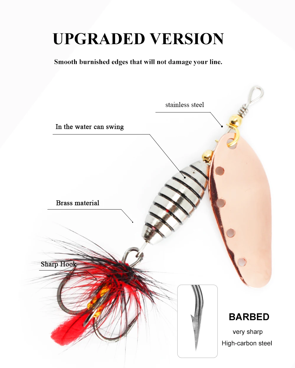 FISH KING Pinner Köder 6g/12g/16g Spinnerbait mit Feder Drillinge Metall Löffel Köder harte Angelköder Angelgerät Köder – Detail 7