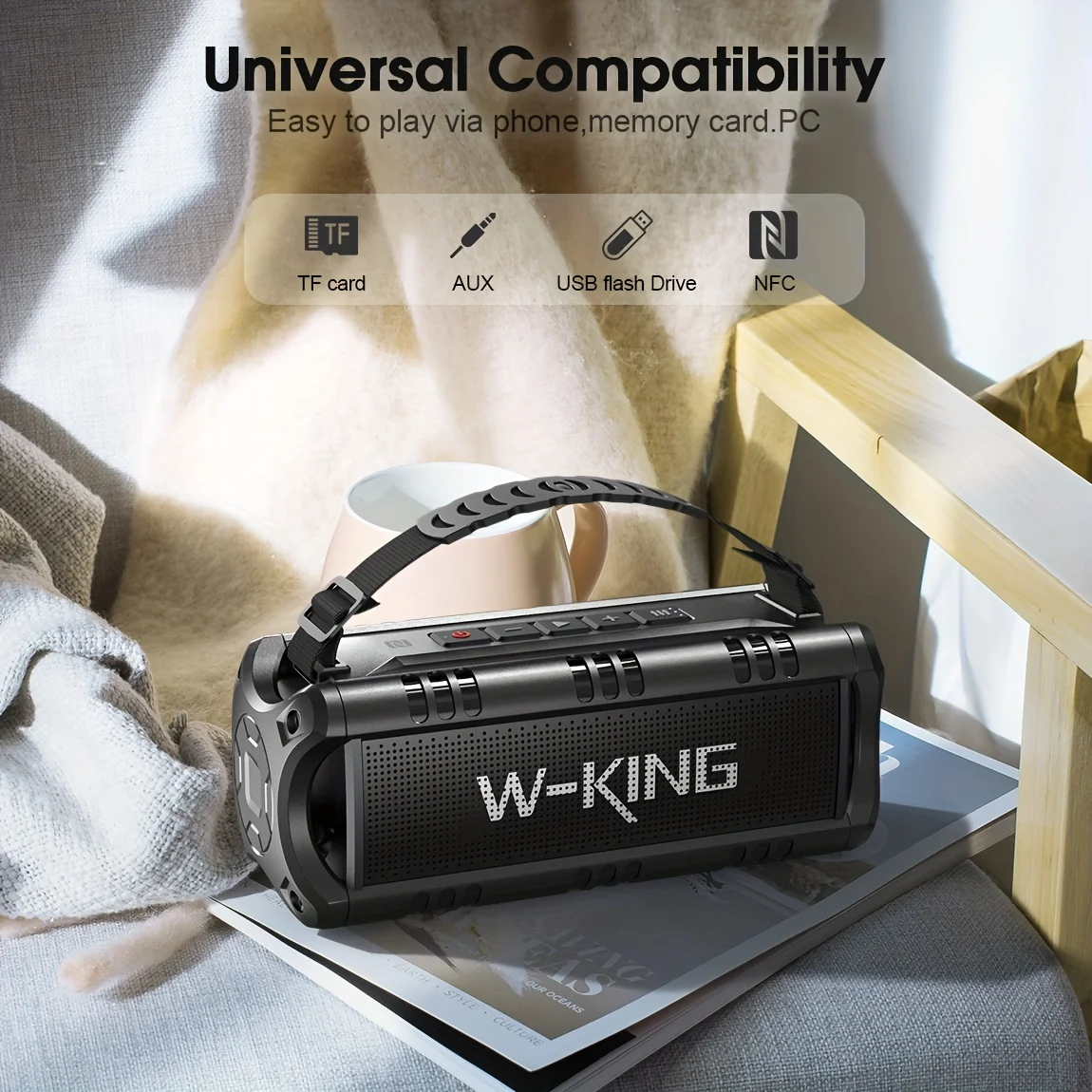 Bluetooth Speaker Portable Speaker Mini Bluetooth Speaker Mini Sound Box W-King D8mini Portable Bluetooth Speaker 30W Music Box 5000 mAh Battery Waterproof Speaker Box 24 Hour Battery Life