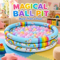 Piscine gonflable 1 pièce, baignoire licorne arc-en-ciel, piscine à balles portable pour jeux aquatiques d'été en extérieur pour tout-petits 4