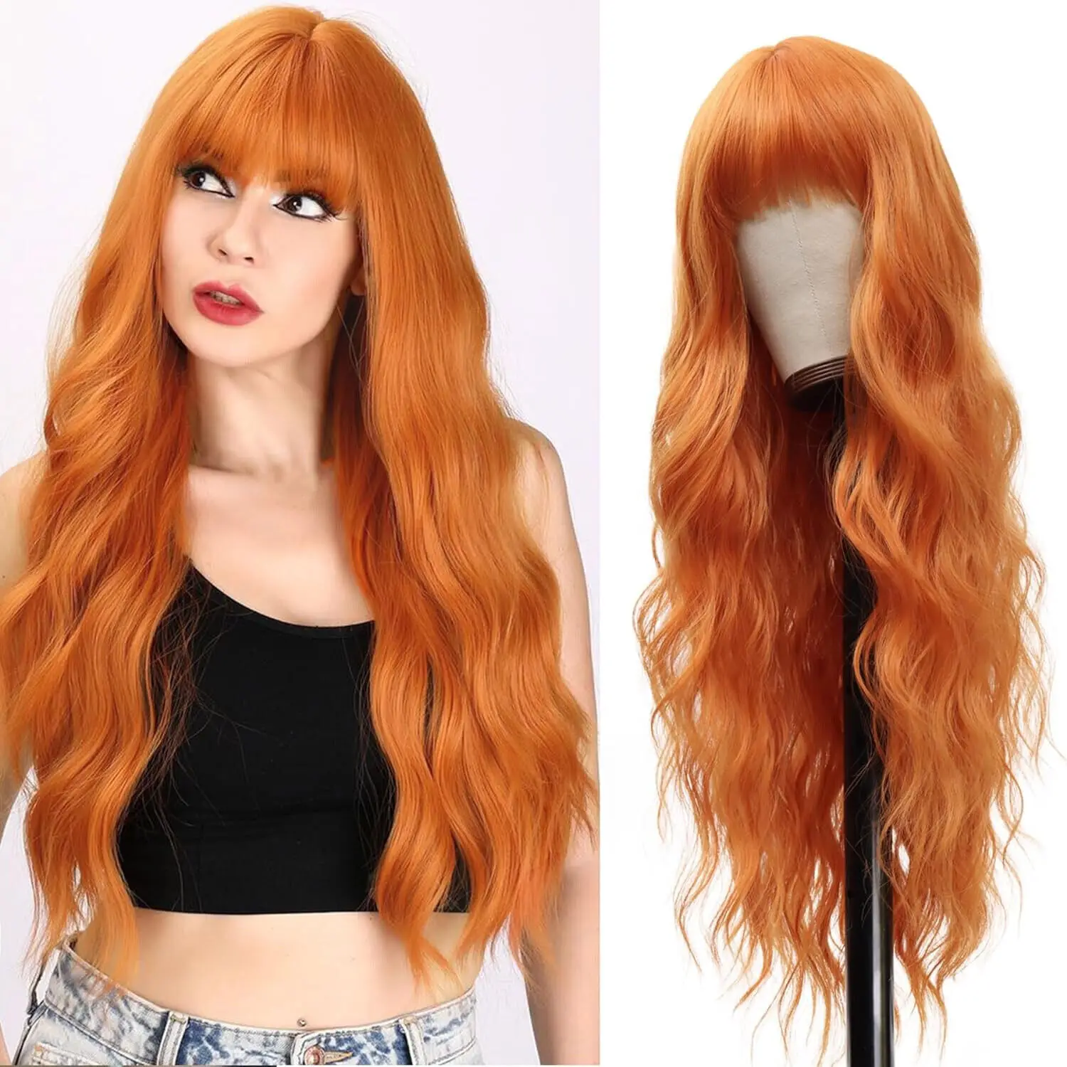 long-wavy-no-lace-wigs-heat-resistant-synthetic-orange-handtied