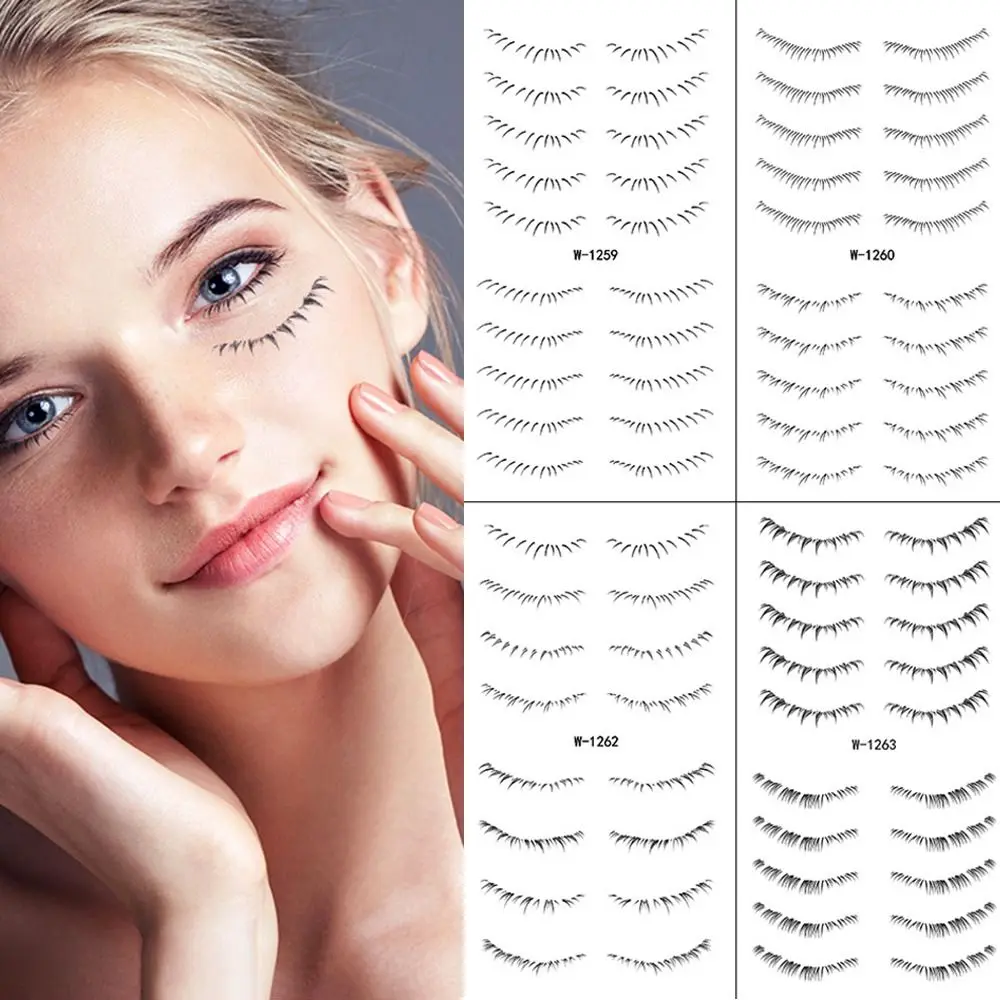 

8/10Pairs Disposable False Eyelashes Tattoo Stickers Waterproof Lower Eyelashes Makeup 3D Simulation Extension Eyelashes