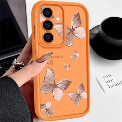Shockproof Golden Butterfly Case - Premium Protective Cover with Elegant Design for Galaxy A57 (Orange)