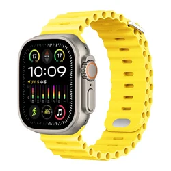 Ocean Silicone Strap Wristband - Premium Bracelet Design for UItra 3 2 1 49mm (Yellow)