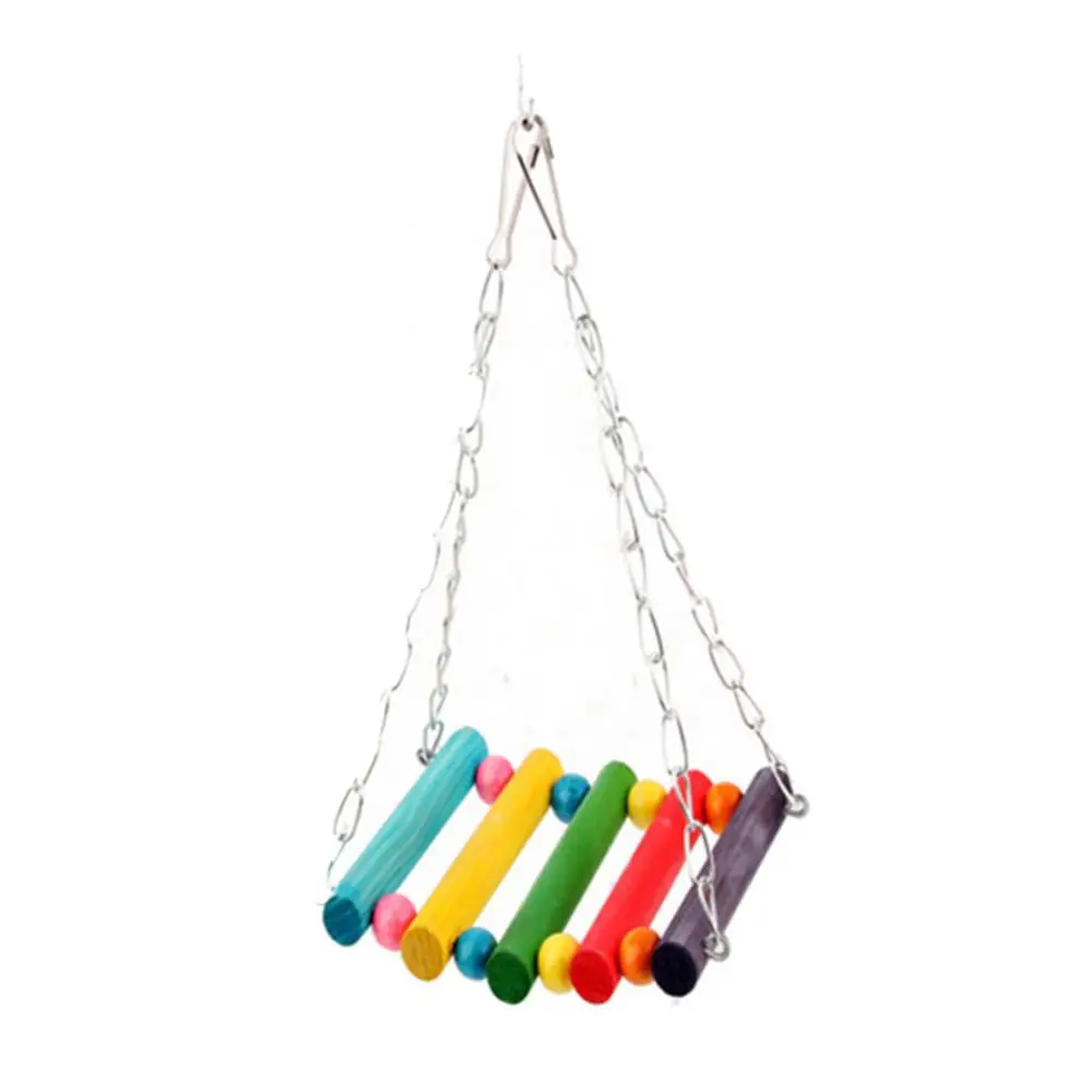 7Pcs Bird Toys Set Rattan Ball Ladder Spiral Rope Parrot Play Toy Pet Bird Cage Hanging Decor with Ladder Pet Supplies