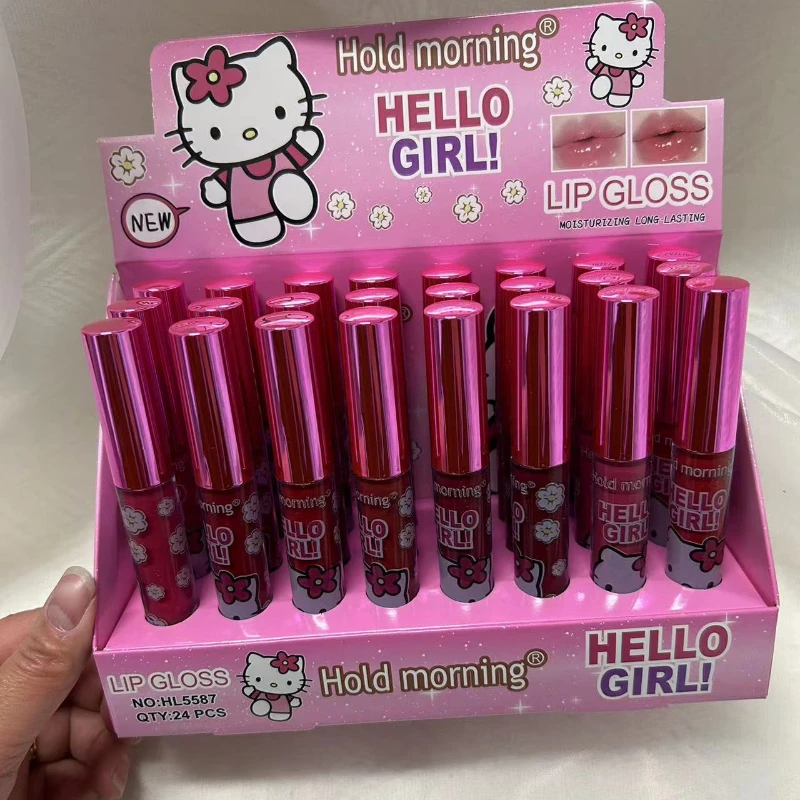 

Anime Sanrio Hello Kitty Lip Gloss Non-stick Lipstick Non-fading Lip Glaze Lasting Moisturizing Whitening Lip Tint Makeup Gifts