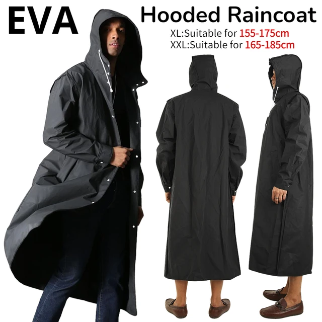 Black Fashion Adult Raincoat EVA Waterproof Hooded Raincoat Outdoor Fishing  Rain Cover Thickened Camping Rainwear for Men Women - AliExpress