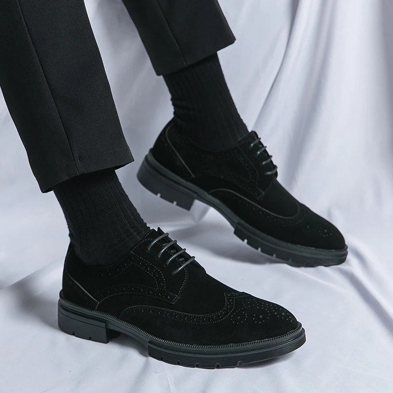 Men Oxford Shoes Comfort Suede Leather Shoes Vintage Slip-on Classic Casual Men Solid Color Wedding Male Lightweight mens shoes