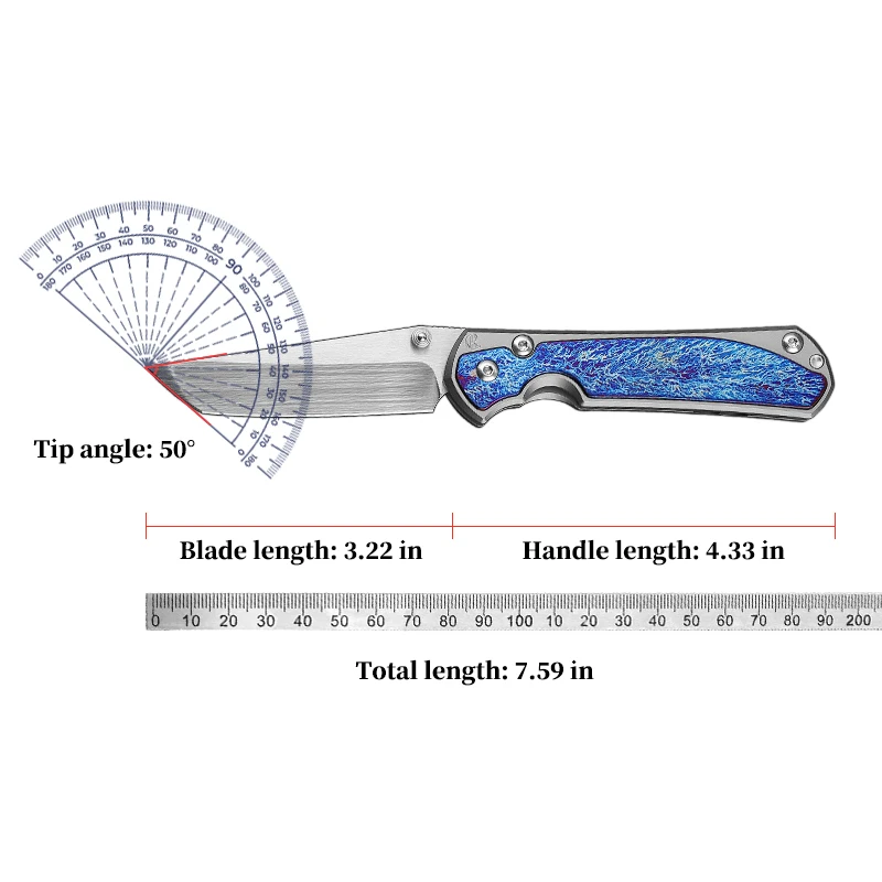 Austria M390 Powdered Steel Folding Knife Titanium Handle 60 HRC Ceramic Bearing EDC Tools Camping Hunting Outdoor Folding Knife 6