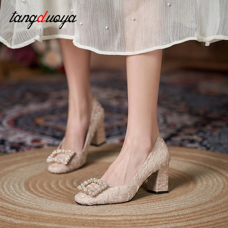 

Fairy style women's single shoes summer baotou sandals women's elegant temperament single shoes fashion square heel single shoes