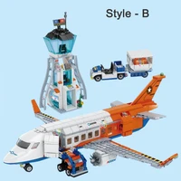 3in1 City Series Aviation Cargo Plane Helicopter Airport Airbus Airplane Control Tower DIY Building Blocks Toy Set Kids Boy Gift 4