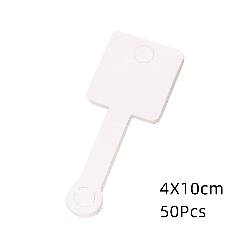 50 Stück 4 x 10 cm umklappbarer Papier-Schlüsselanhänger, selbstklebende Karten, Halsketten-Display-Tags, DIY mit Ring, Schmuckverpackung – Detail 1