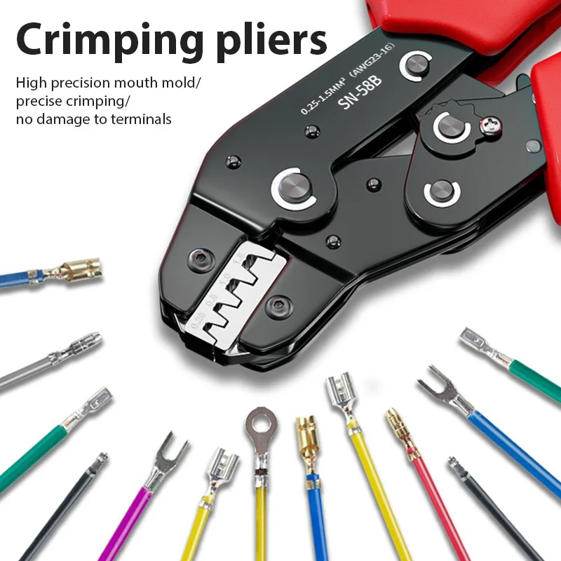 DuPont Terminals Crimp Pliers Barrel Crimping Tools SN-58B 24-16 AWG /0.25-1.5mm² Ratcheting Crimper