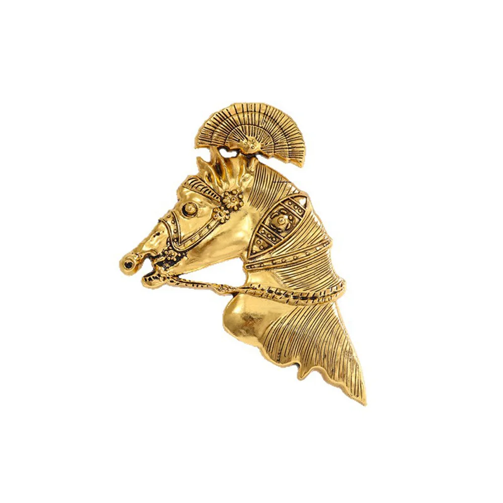 Broche romaine tête de cheval dorée