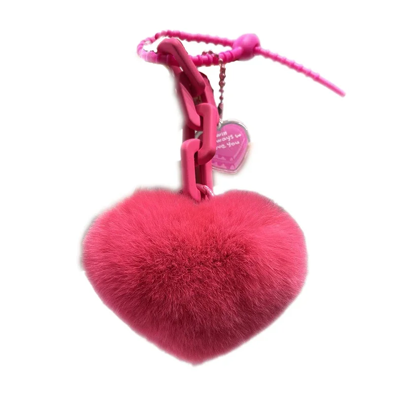 13cm De Lapin Rex Poupée Porte-clés Lapin Pompon Fourrure Porte-clés Sac à Main Doll Rose