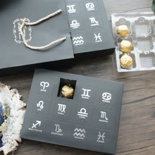 

22.2*17.5*3.9cm 10set Constellation Chocolate Paper Box Silver Black Design Wedding Christmas Birthday Candy Packaging