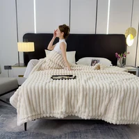 Soft Fluffy Wide Striped Blankets for Beds Air Conditioner Plush Throw Blanket Winter Bed Linen Sofa Cover Bedspread Blankets 4