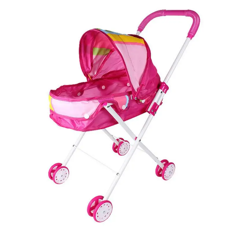 

Kids Doll Stroller Babies Stroller Toy Kids Play Stroller Doll Pram With Adjustable Canopy And Comfort Grip Handlebar