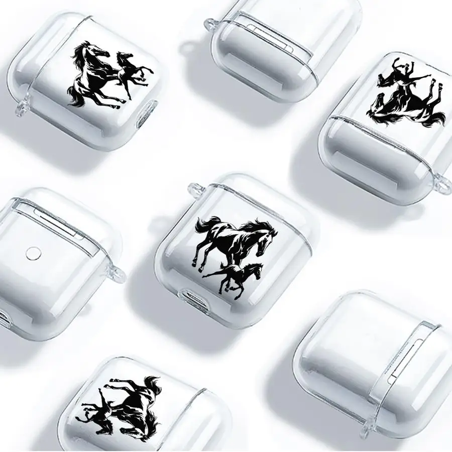 Clear Earphone Case Cover with Horse Design
