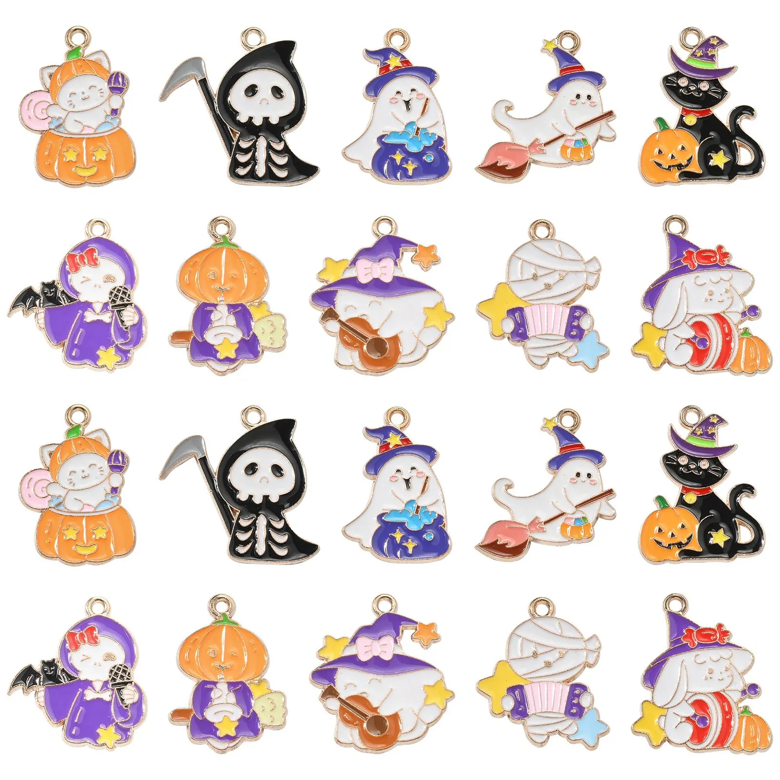 40 Pz 10 Stili Smalto Halloween Charms Fantasma Strega Gatto Mummia Charms Dolcetto O Scherzetto Charms Per Gioielli Che Fanno Accessori