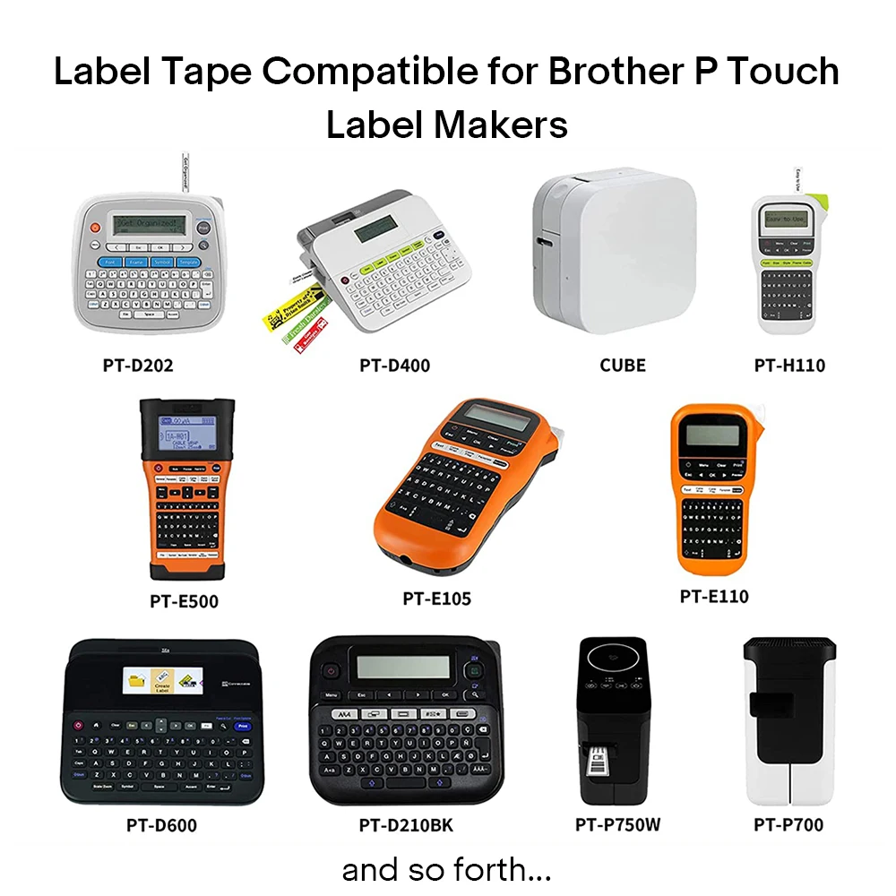 Label Tape 1Pcs TZ Compatible for Brother Label Cartridge 9mm/12mm/18mm 211 221 231 251 For P-Touch Series Label Maker
