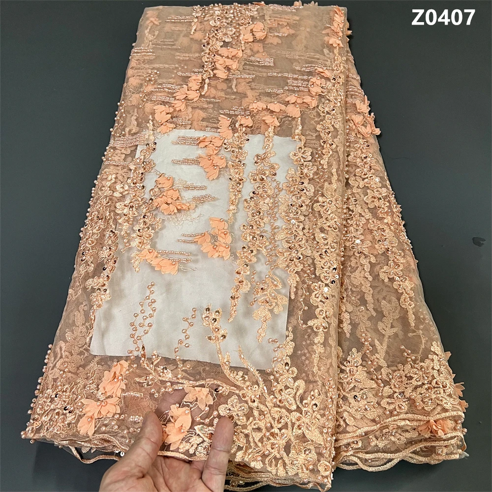 

2023 African Nigerian High Quality Latest With Tulle Lace Fabric Sewing Guipure Embroidery Dresses Beads Stone Sequins 5yards