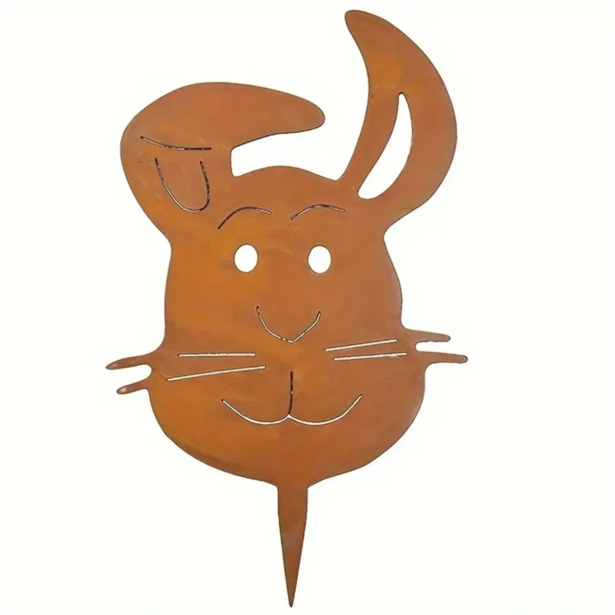 BAAU Handmade Retro Rabbits Ground Plug Outdoor Decoration Rabbits Iron Rusty Craft Outdoor Courtyard Art for Farmhouse Decor