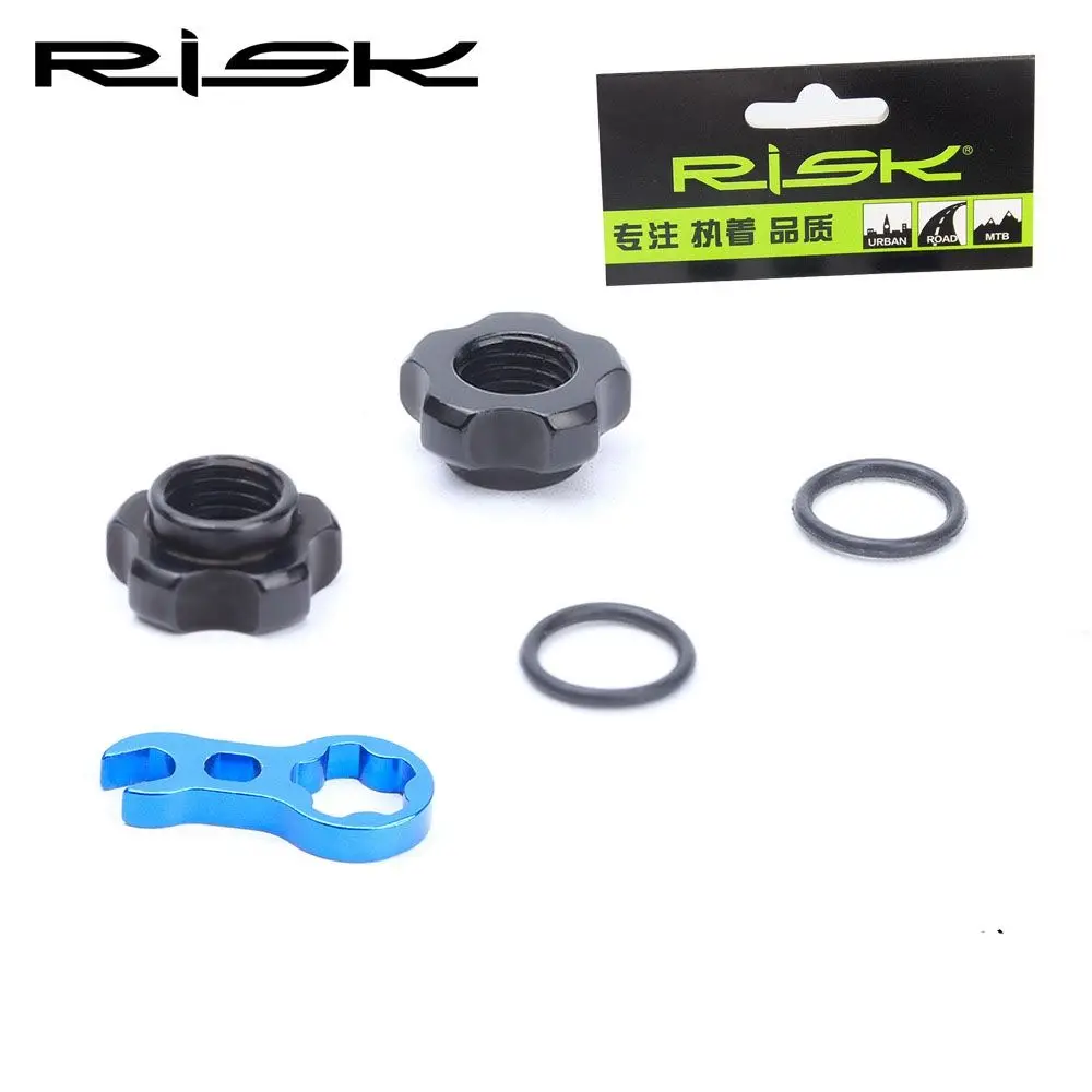 1 Set RISK Mountain Bike Presta Valve Nut with Install Wrench MTB Road Bicycle Tubeless Tire Valve Cap Vacuum Tire Nozzle Lock