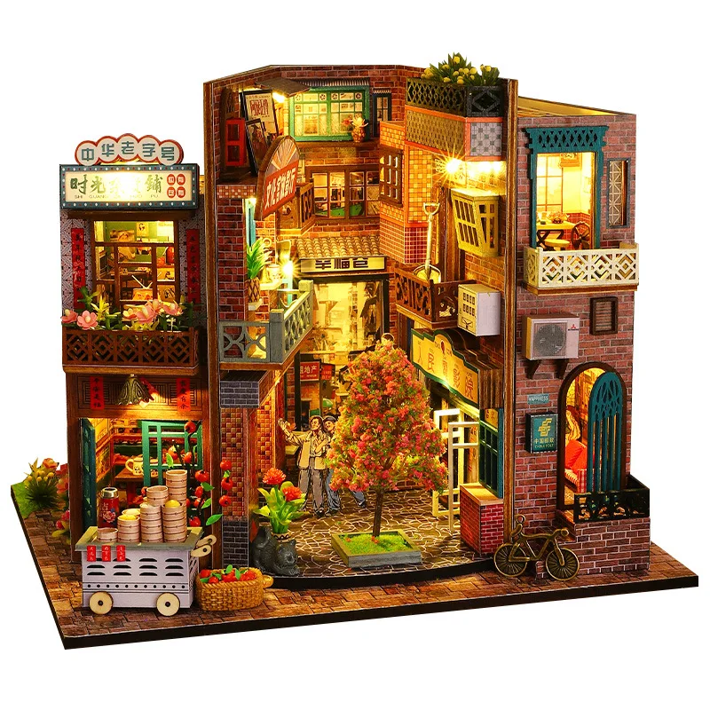 DAJASD Kit Casa Delle Bambole In Miniatura Fai Da Te – Libreria 3D Con Luci LED Per Adulti - 3