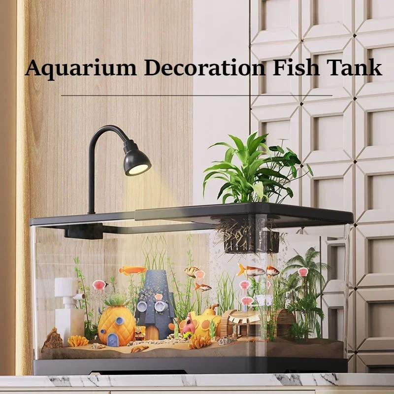 30.5*16.3*18cm High Definition Transparent Fishbowl Acrylic Aquarium Tank PET Anti Drop Fish Tank Aquarium Landscape Decoration