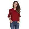 Long Sleeve V-Neck Chiffon Blouse for Women