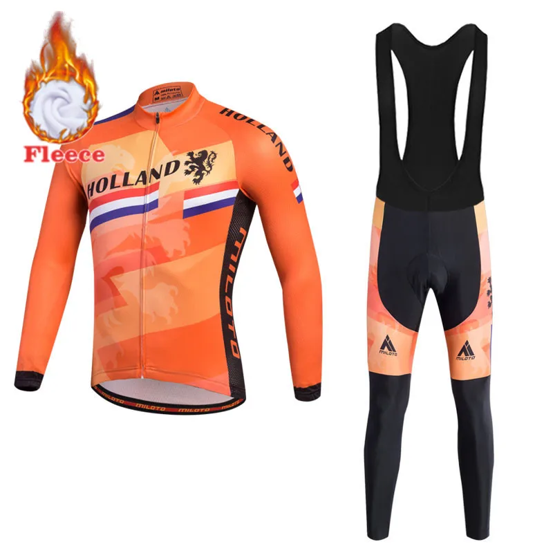 Miloto Men's Winter Cycling Kit Fleece Thermal Cycling Jersey and