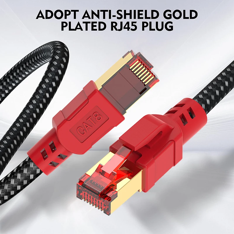 High-Speed Cat 8 Braided Ethernet Cable - 40Gbps 2000Mhz Network Cord