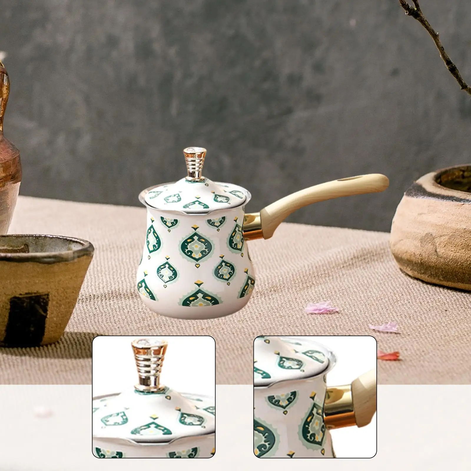 Turkish Coffee Pot Coffee Maker Melting Pot Arabic Butter Warmer with Long Handle for Cafe, Office, Restaurant Kitchen