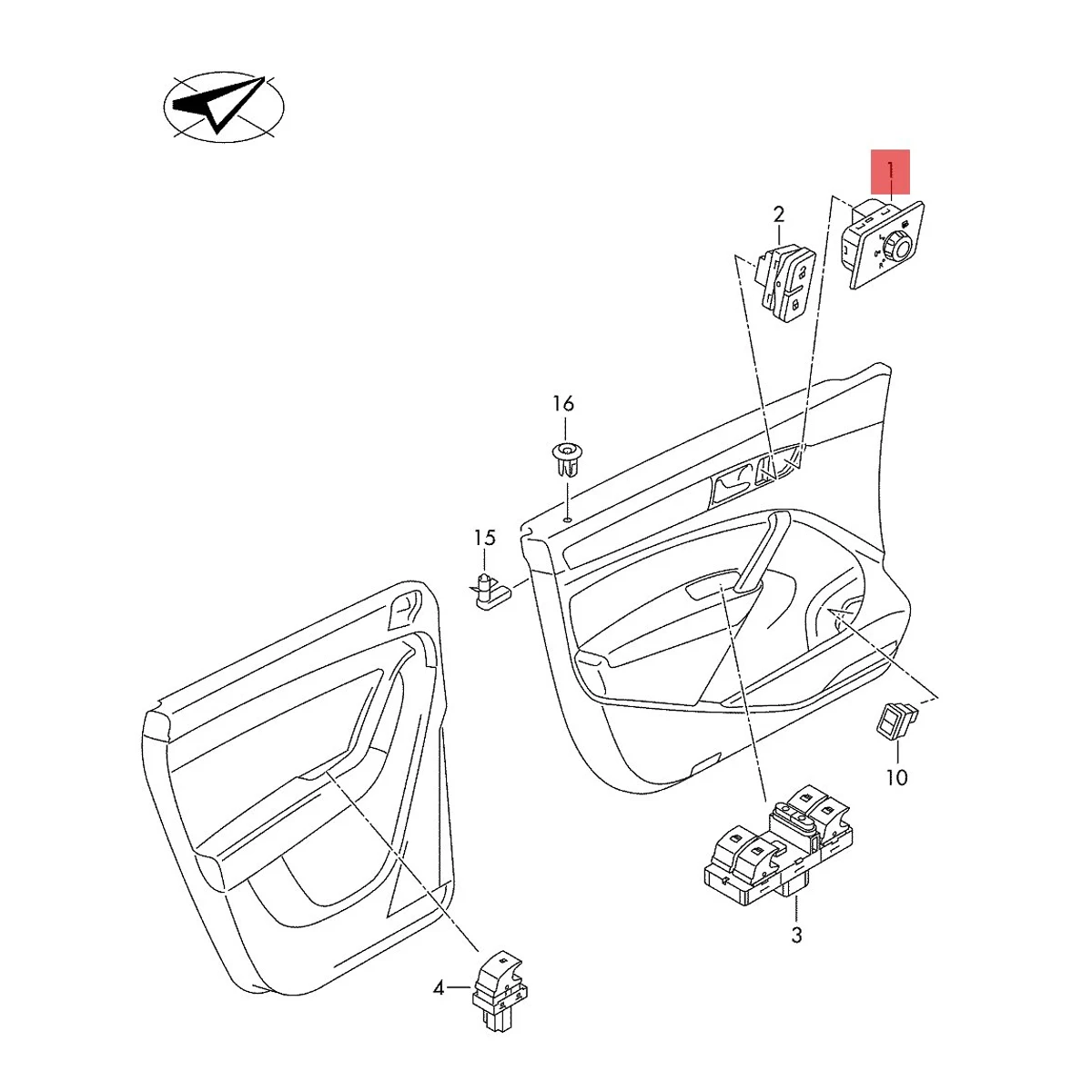 56D959565A New Chrome Front Left Door Rearview Mirror Switch w Adjust Heat  For Volkswagen VW Passat B7 2011-2015 Car Accessories