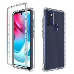 Vibrant Candy Color Shockproof Phone Case - Hybrid Transparent Dual Layer Protection - Moto G60S (Clear)