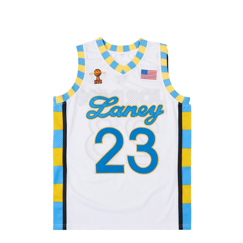 Basketball jerseys high school LANEY 23 SPACE JAM jersey Sewing embroidery Outdoor sportswear Blue White yellow basketball jerseys