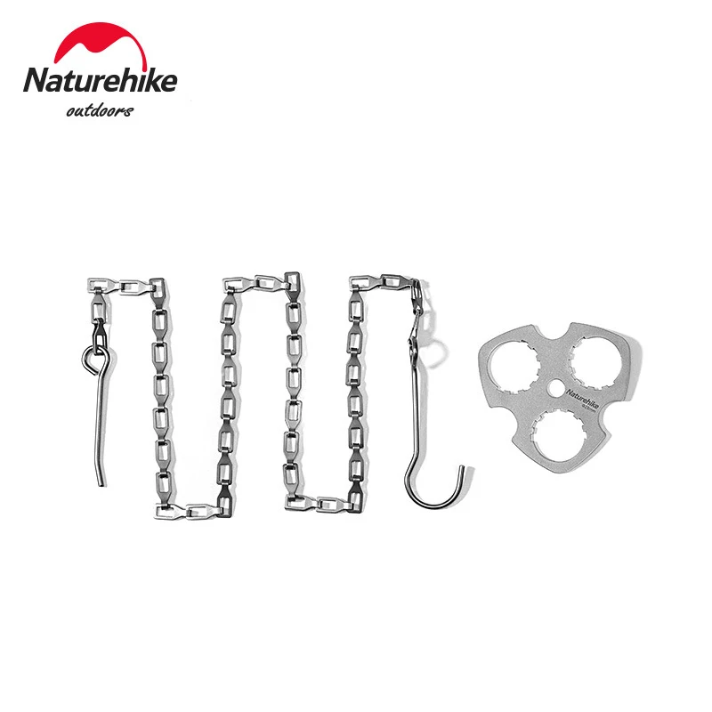 

Naturehike 4pcs Ultralight Titanium Tripod Hanger Suit 10kg Weight Bearing Camping BBQ Picnic Equipment Cooking Pot Hook